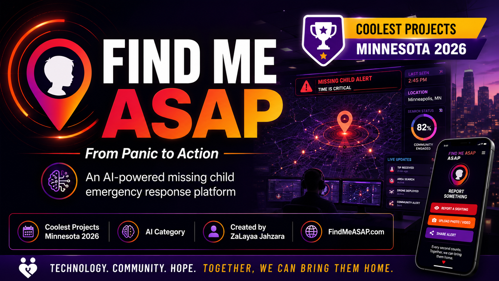FIND ME ASAP Community Watch — Neighborhood coordination for missing children